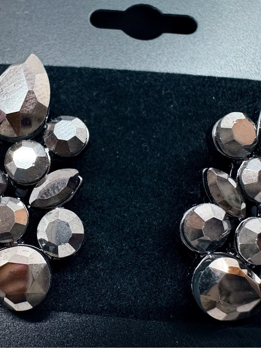 Black Faceted Crystal Cluster Earrings